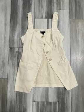 PrettyLittleThing Cream Button Front Vest Top US 2 Office Siren Old Money Coquet